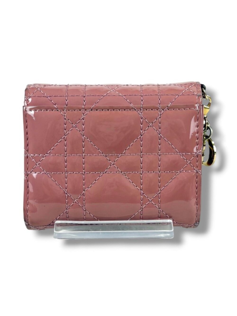 Dior Lady Lotus Wallet Trifold Cannage Patent Calfskin with Charm Handbag - Picture 3 of 15